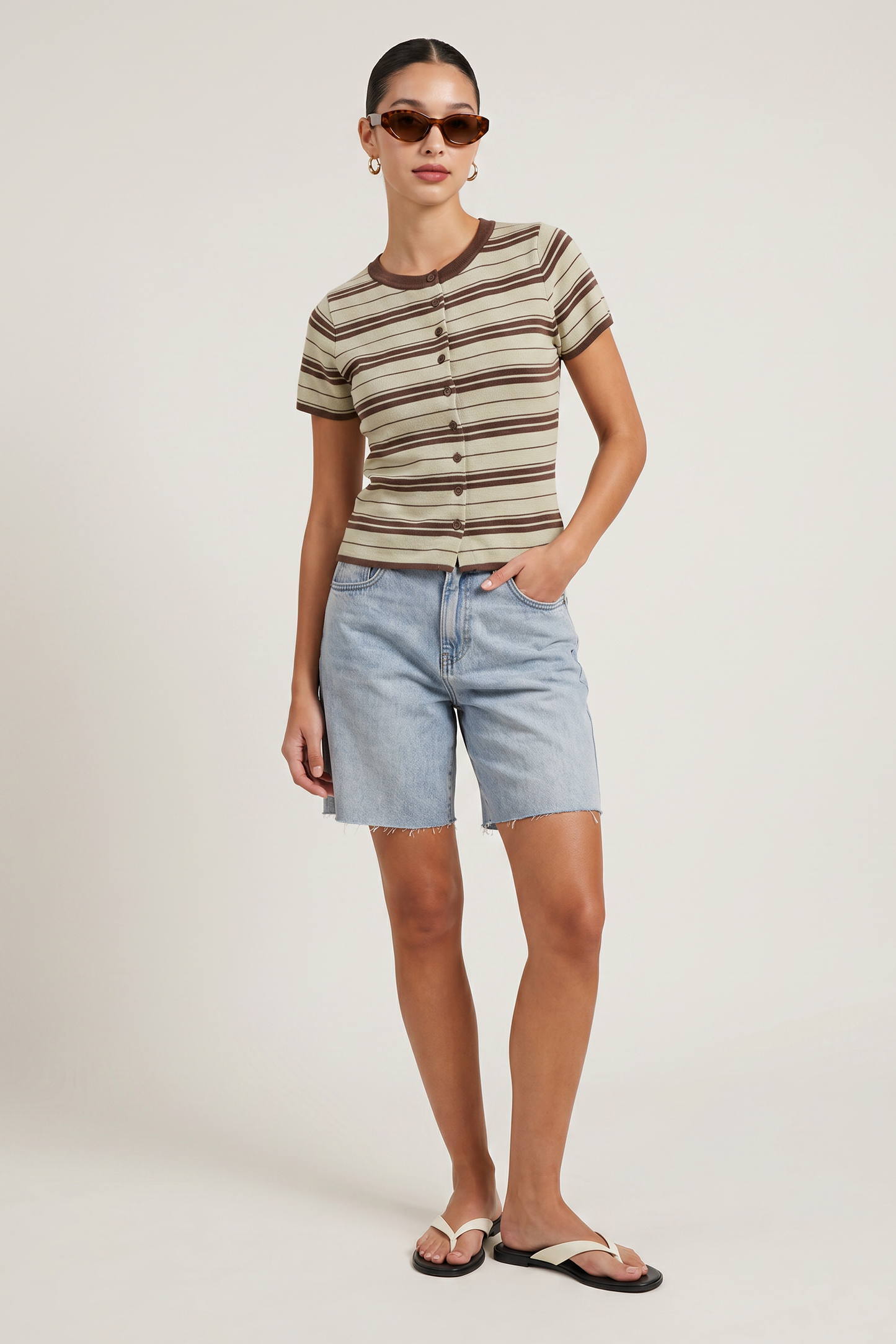 Juliette Striped Short Sleeve Cardigan