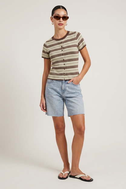 Juliette Striped Short Sleeve Cardigan