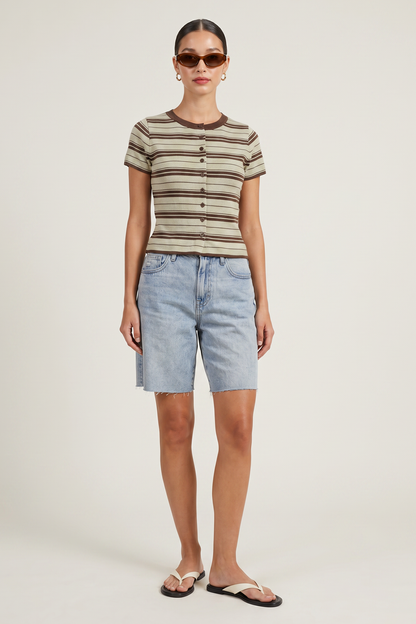 Juliette Striped Short Sleeve Cardigan