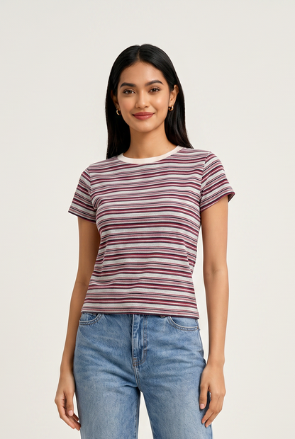 No Notes Short Sleeve Striped Tee