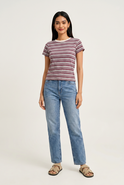 No Notes Short Sleeve Striped Tee