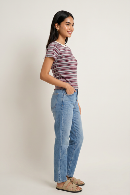 No Notes Short Sleeve Striped Tee