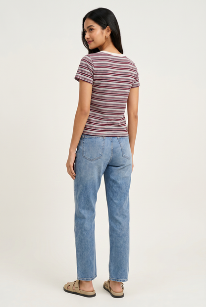 No Notes Short Sleeve Striped Tee