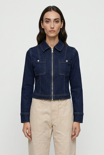 Veronique Zip Up Denim Jacket