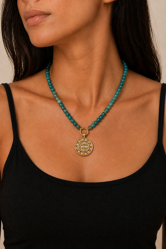 Zaya Beaded Necklace With Coin