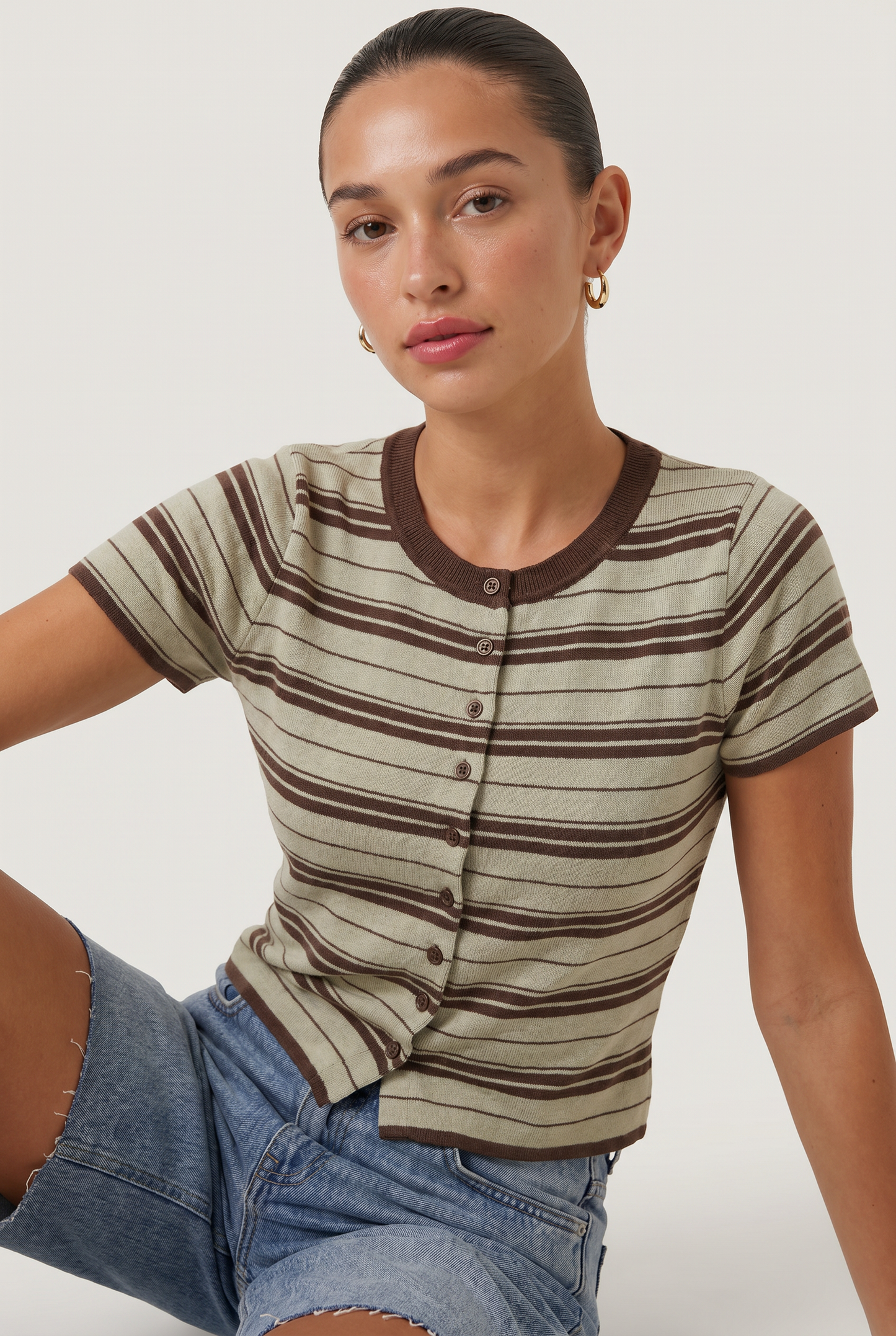 Juliette Striped Short Sleeve Cardigan