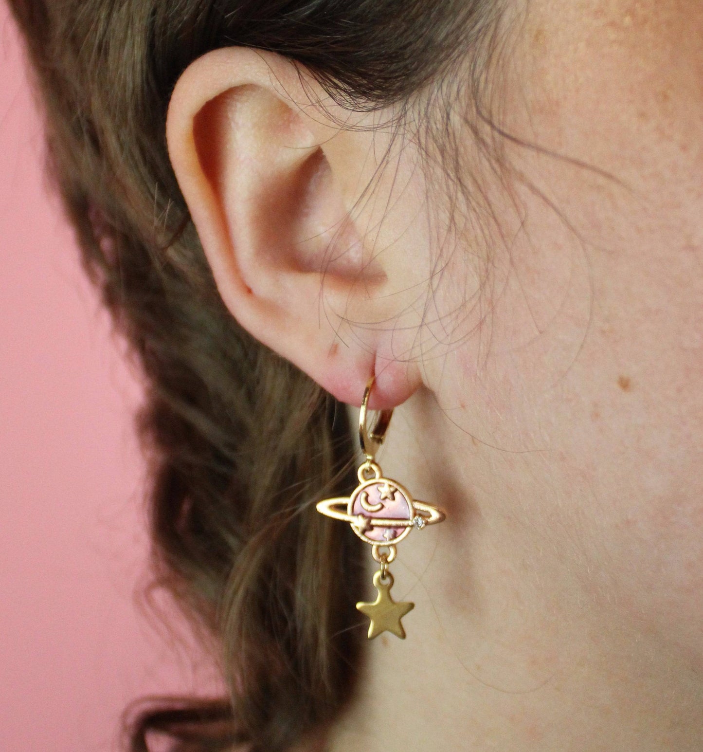 Peach Milky Way Hoop Earrings